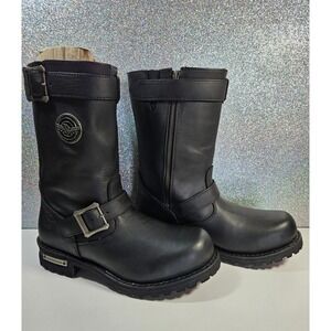 MILWAUKEE Leather Men's Black Engineer Motorcycle Biker Boots Wide 9.5 EEE NIB